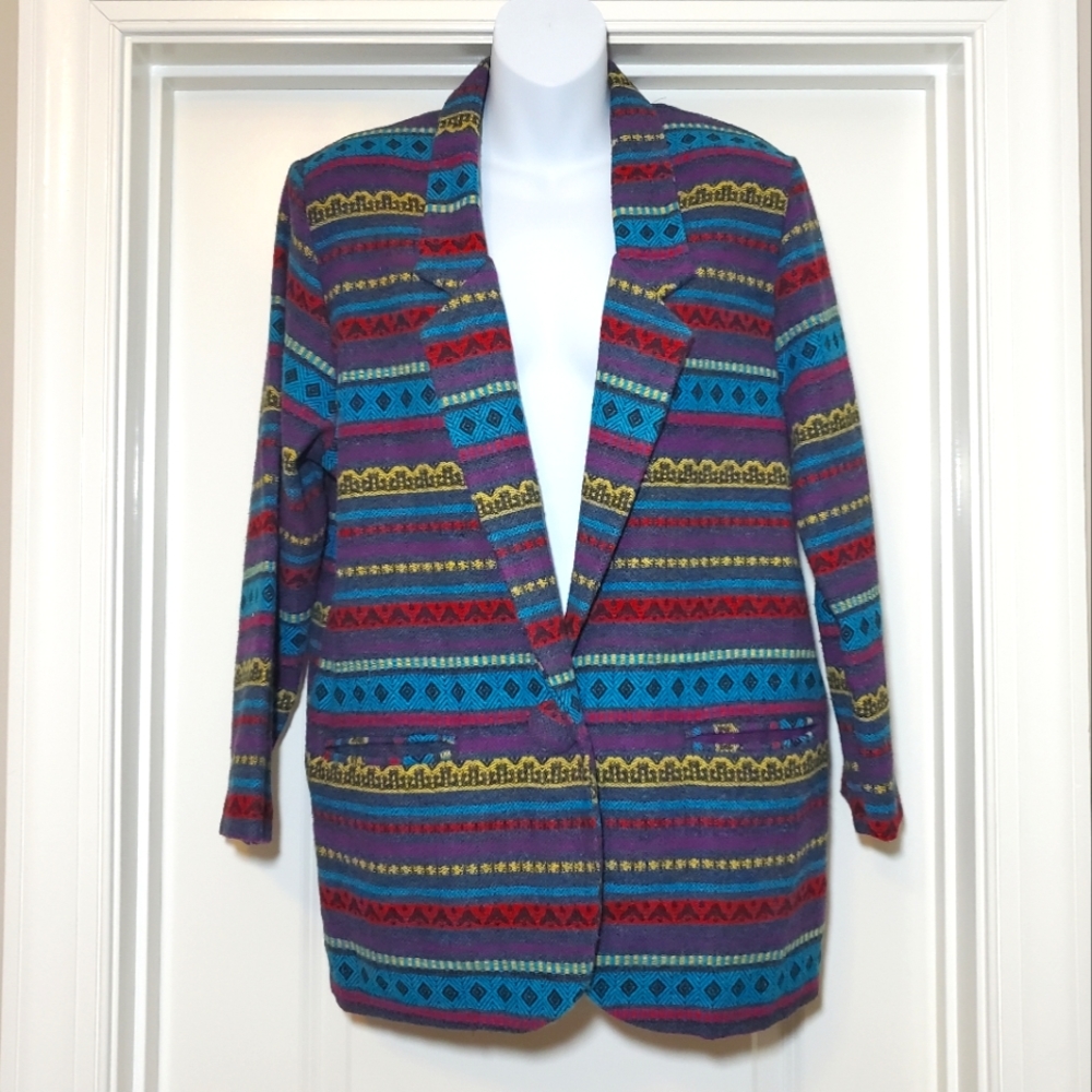 VINTAGE GSL tribal print wool blazer